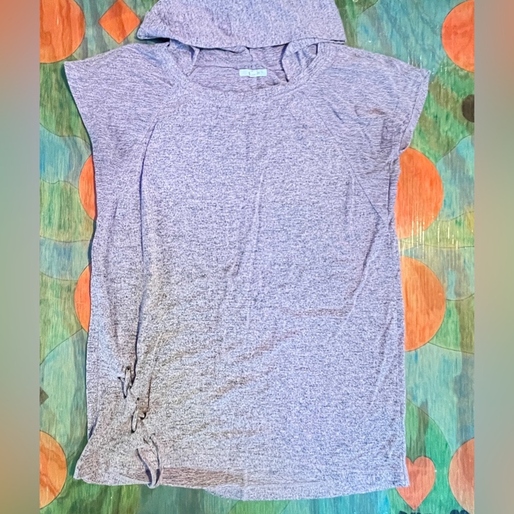 Maurices Lavender Heather Hooded Short Sleeve Sweatshirt